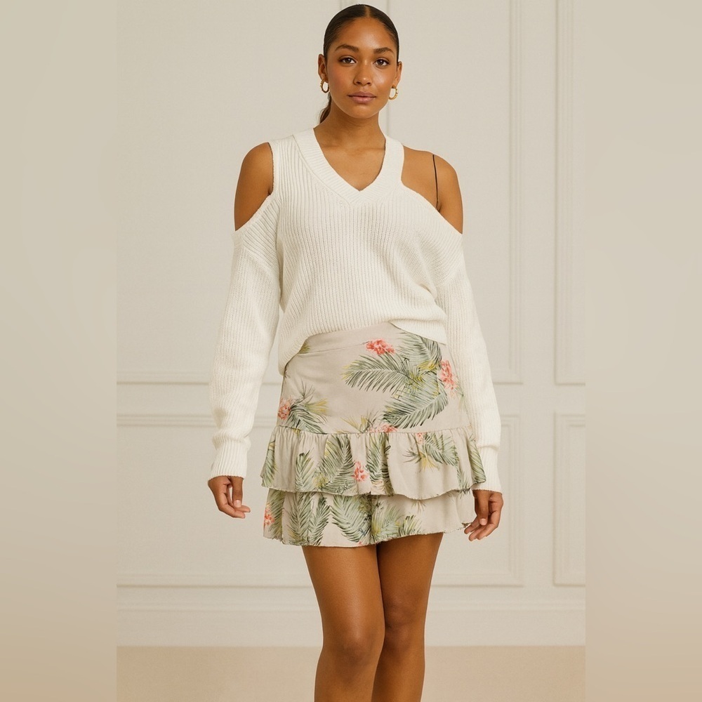 Lost + Wander Tropical Floral Tiered Ruffle Mini Skirt NWT Resort Boho XS, M NWT - Picture 12 of 14